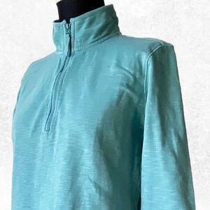 Orvis Turquoise Cotton 1/4 Zip Pullover Sweatshirt Top Pockets - Women's Size XS